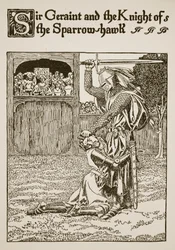 Sir Geraint und der Ritter des Sperberfalken, Illustration aus 